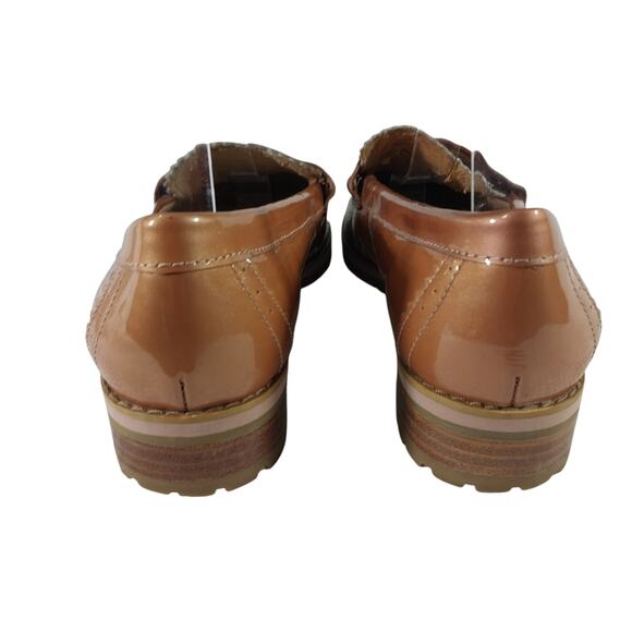 COACH! CHIC COPPERY BEIGE PATENT LEATHER RUBBER TREAD PENNY LOAFERS! SZ 8.5M - Picture 8 of 13
